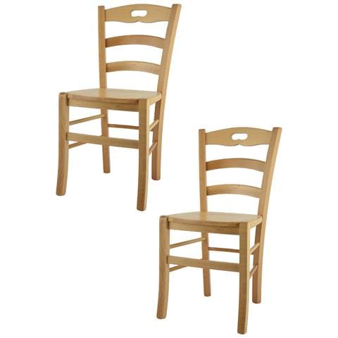 Set 2 Sedie Modello Savoie Per Cucina Bar E Sala Da Pranzo, Robusta Struttura E Seduta In Legno Di Faggio Color Naturale - Foto 1