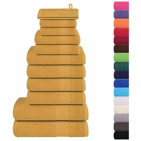 Set Asciugamani 12 Pz Oro 360 Gsm 100% Cotone - Foto 2