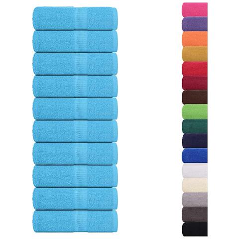 Asciugamani Ospiti 10 Pz Turchesi 30x50 Cm 360 G /m 100% Cotone - Foto 2