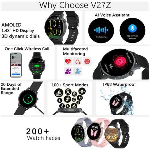 Smartwatch In Oro Rosa Con Monitoraggio Avanzato Di Salute E Fitness Black - Foto 2
