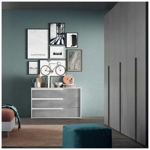 Armadio Coco 6 Ante Battenti Colore Cemento Maniglie Nere Opache - Foto 1