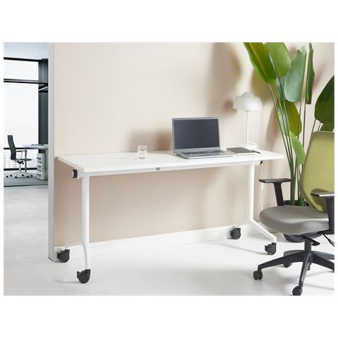 Scrivania Pieghevole Cavi Bianco 160 Cm 60 Cm Con Ruote - Foto 1