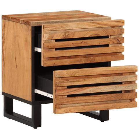 Comodini 2pz 40x34x46 Cm In Legno Massello Di Acacia - Foto 3