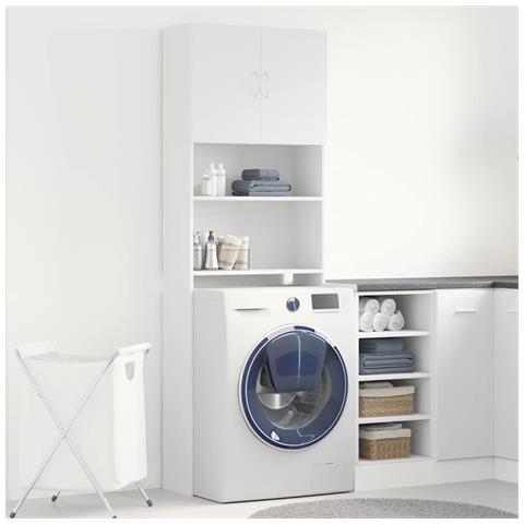 Mobile Lavatrice Bianco 64x24x190 Cm In Legno Multistrato - Foto 3