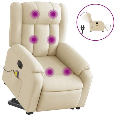 Poltrona Alzapersona Massaggiante Elettrica Crema In Tessuto - Foto 2