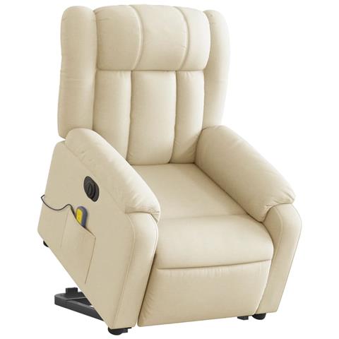 Poltrona Alzapersona Massaggiante Elettrica Crema In Tessuto - Foto 3