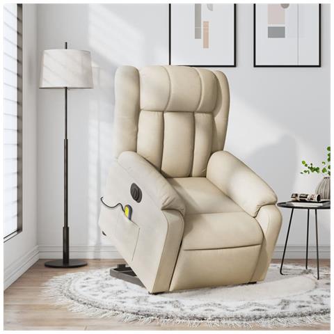 Poltrona Alzapersona Massaggiante Elettrica Crema In Tessuto - Foto 1
