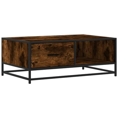 Tavolino Rovere Fumo 90x57x35 Cm In Legno Multistrato E Metallo - Foto 2