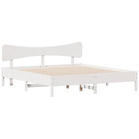 Giroletto Senza Materasso Bianco 200x200 Cm Legno Massello Pino - Foto 3