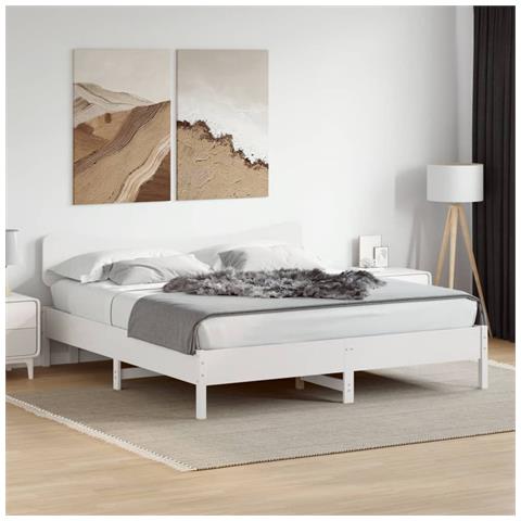 Giroletto Senza Materasso Bianco 200x200 Cm Legno Massello Pino - Foto 1