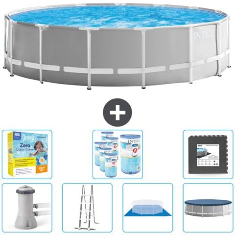 Piscina Fuori Terra - In Giro - 457x457x122 Cm - Grigio - Include Accessori Coordinati Cb49 - Foto 1