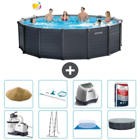 Piscina Fuori Terra - In Giro - 478x124 Cm - Grigio - Include Accessori Coordinati A2763 - Foto 1