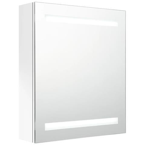 Armadietto Bagno Con Specchio E Led Bianco Lucido 50x14x60 Cm - Foto 1