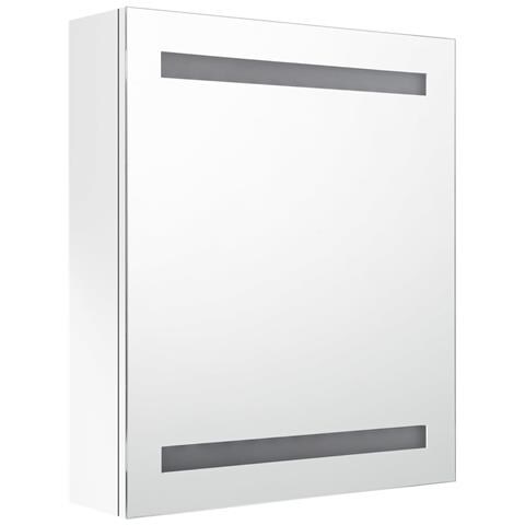 Armadietto Bagno Con Specchio E Led Bianco Lucido 50x14x60 Cm - Foto 2