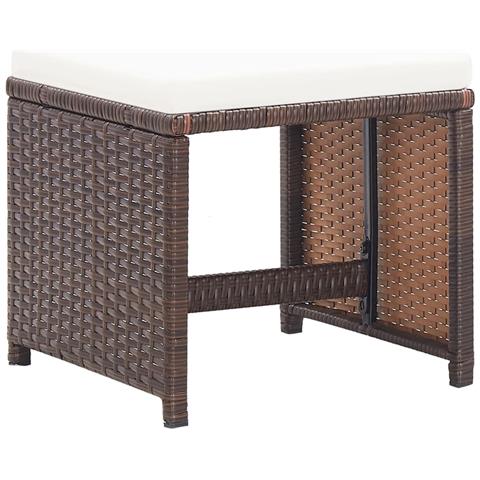 Sgabelli Da Giardino 2 Pz Con Cuscini In Polyrattan Marrone - Foto 1