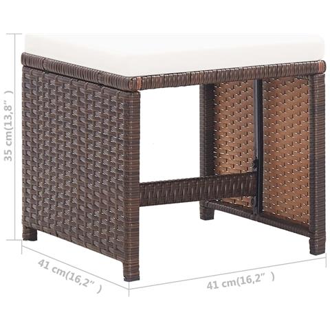 Sgabelli Da Giardino 2 Pz Con Cuscini In Polyrattan Marrone - Foto 7