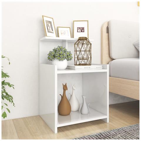 Lusso Casadino -  Comodino Bianco Lucido 40x35x60 Cm In Legno Multistrato - Foto 7