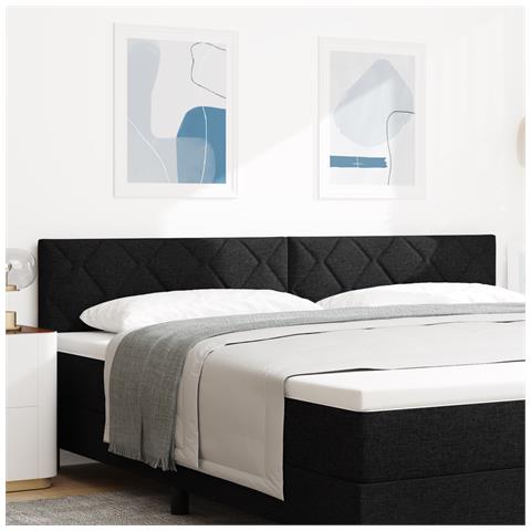 Testiera  Design a Blocchi Diamante Nera 200 cm in Tessuto - Foto 2
