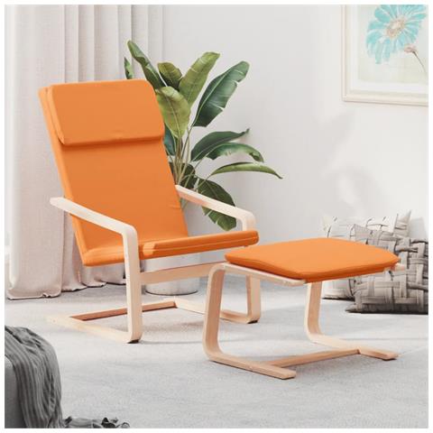 Sedia Relax con Poggiapiedi Giallo Scuro in Tessuto - Foto 2