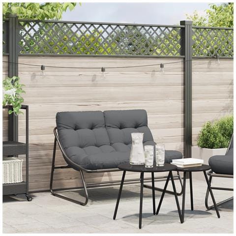 Panchina da Giardino con Cuscino Nera 110x80x71 cm Acciaio - Foto 2