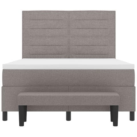 Letto a Molle con Materasso e Panchina Taupe 160x200 cm Tessuto - Foto 9