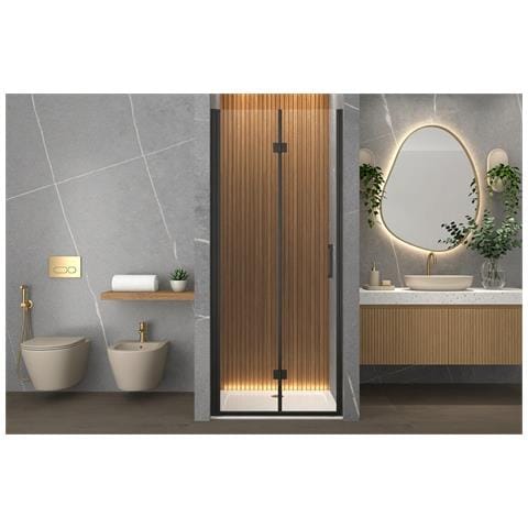 Box Doccia 110 Cm Apertura A Soffietto Nicchia H200 Cm Cristallo 6mm Profilo Nero Opaco Liam - Foto 5