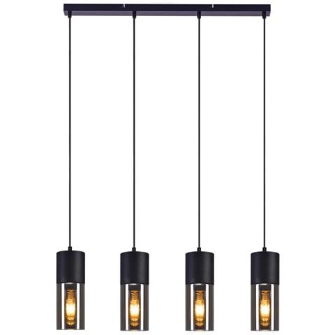 Lampada A Sospensione Per Sala Da Pranzo, 4 Fiamme, Attacco E27, Nera, Lampada A Sospensione Per Cucina E Corridoio - Foto 1