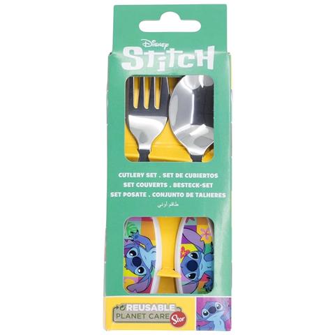Set Posate Per Bambini Cucchiaio E Forchetta Stitch Collezione Palms, Multicolore - Foto 2
