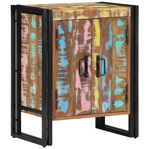 Armadio per scarpe  Nero 30x30x40 cm in legno massello di recupero e acciaio - Foto 1