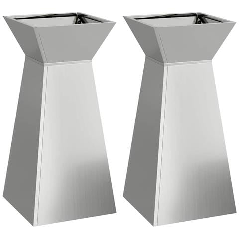 Vaso a Pilastro 2 pcs Argento 35 x 35 x 73 cm Acciaio - Foto 1