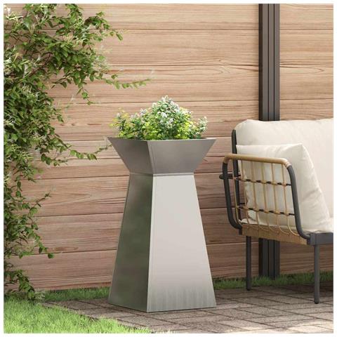 Vaso a Pilastro 2 pcs Argento 35 x 35 x 73 cm Acciaio - Foto 2