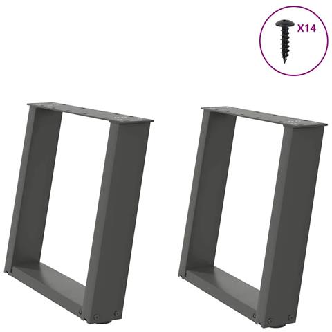 Gambe per Tavolino da Caffè a Forma di U 2 pz Antracite 50x(42-43) cm Acciaio - Foto 1