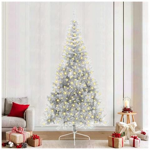 Albero di Natale artificiale preilluminato Argento 240 cm PET - Foto 2