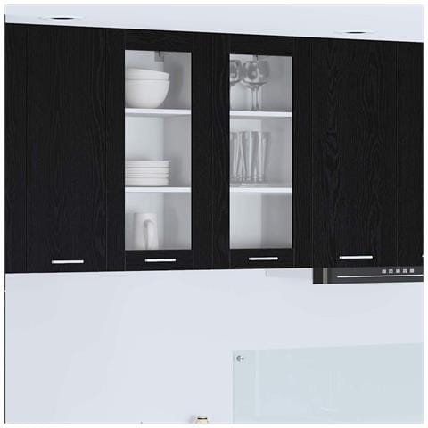Armadio pensile con porta Riga Rovere Nero 40 x 31 x 80 cm - Foto 2
