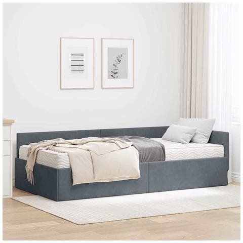 Struttura Letto Angolare con Materasso 2 pcs Grigio Velluto - Foto 2