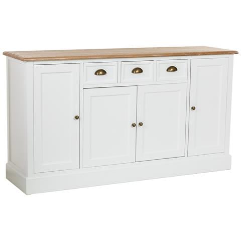 Credenza In Legno Bianco Con 4 Cassetti E 4 Ante, 150x40x80,5h Cm - Foto 1