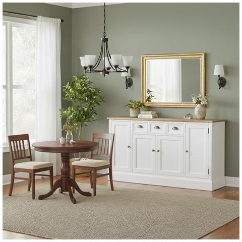 Credenza In Legno Bianco Con 4 Cassetti E 4 Ante, 150x40x80,5h Cm - Foto 2