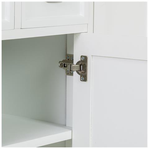 Credenza In Legno Bianco Con 4 Cassetti E 4 Ante, 150x40x80,5h Cm - Foto 8