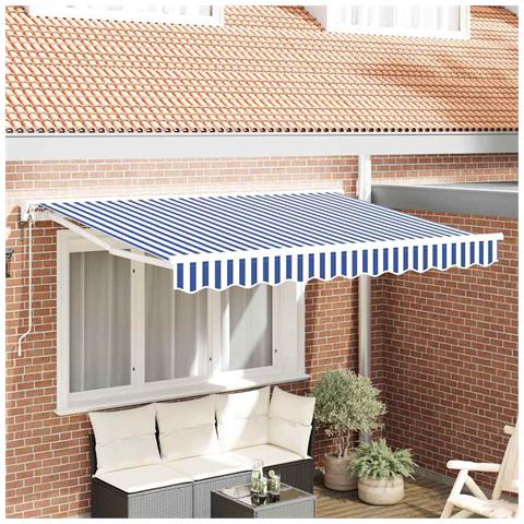 Tenda Retrattile Blu e Bianco 250 x 200 cm Poliestere e Metallo - Foto 2