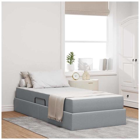 Letto con contenitore e materasso Grigio chiaro 90 x 190 cm - Foto 2
