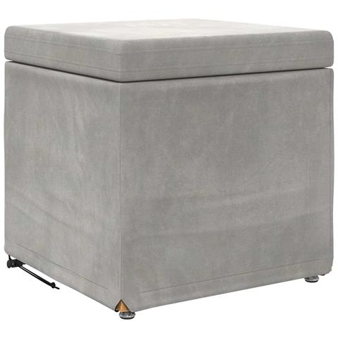 Pouf Grigio chiaro Velluto e Legno Ingegnerizzato - Foto 1