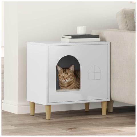 Casa per Gatti Bianco Lucido 51 x 30 x 52 cm Legno multistrato - Foto 2