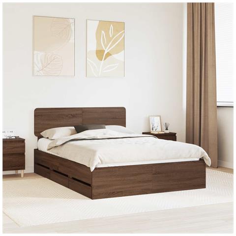 Struttura del letto con cassetto Rovere Marrone 150 x 200 cm - Foto 2