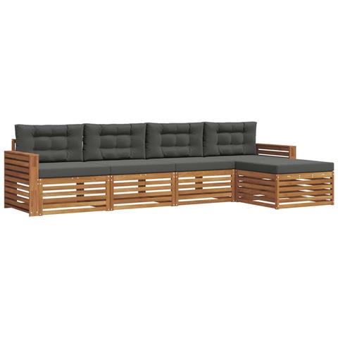 Set di divani da esterno con cuscino 5 pcs Naturale e Antracite - Foto 1
