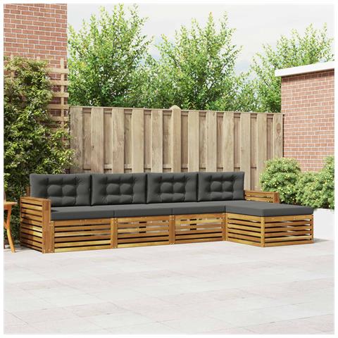 Set di divani da esterno con cuscino 5 pcs Naturale e Antracite - Foto 2