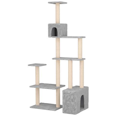 Albero per gatti con pali per graffiare in sisal Grigio Chiaro - Foto 1