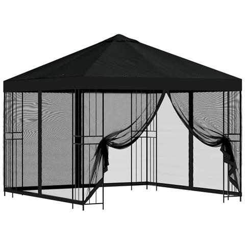 Gazebo da giardino con pareti laterali 3 x 3 m Nero - Foto 1