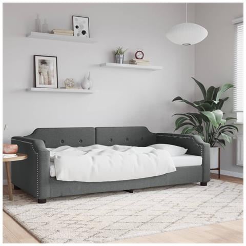 Letto da Giorno Grigio Scuro 100x190 cm in Tessuto - Foto 2