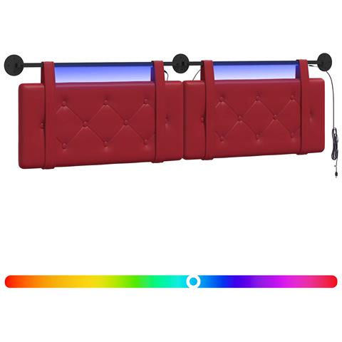 Testiera sospesa Con luce LED Rosso Vino Similpelle - Foto 1