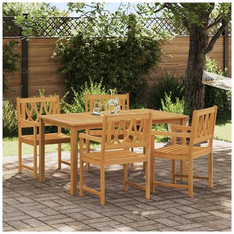 Panchina da esterno 4 pcs Naturale 56 x 55,5 x 90 cm - Foto 2